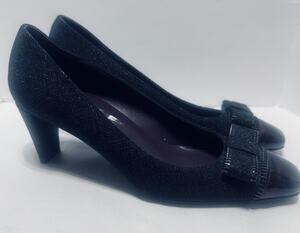 Stuart Weitzman Jazzbow Saffiano Pumps Heels Black / Tortoise shell Women's 4.5M
